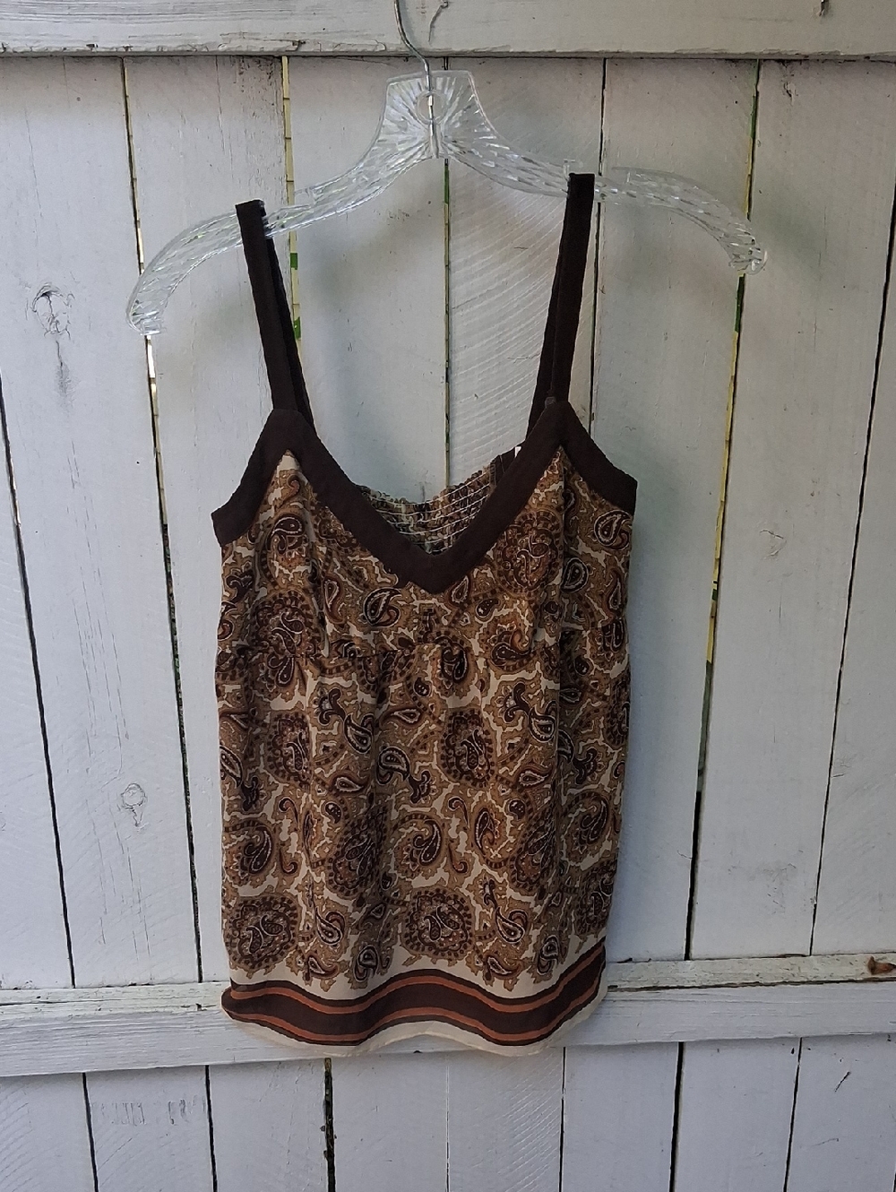 Michael Kors Brown Paisley Camisole with Dark Trim